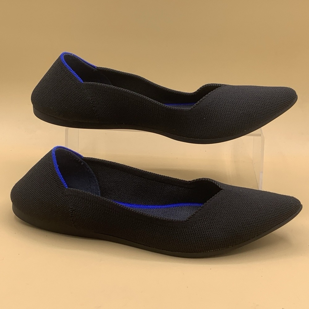 Rothy's The Point Women Black Knit Pointed Toe Slip On Flats Casual Size 10